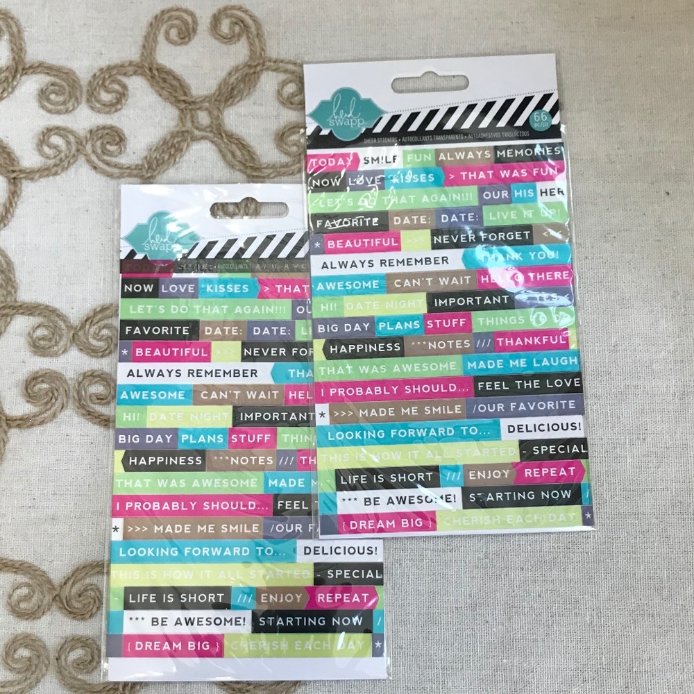 Set of Scrapbooking Heidi Swapp Stickers Memory Planner Phrases Color Enjoy Love